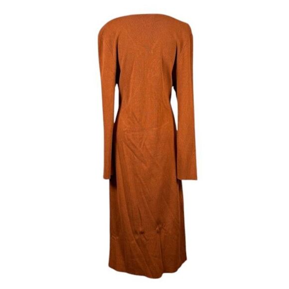 GoodTimesUSA Burnt Orange Copper Stretch Midi Dress Cut Outs Laced Front Size 3X - Picture 5 of 13